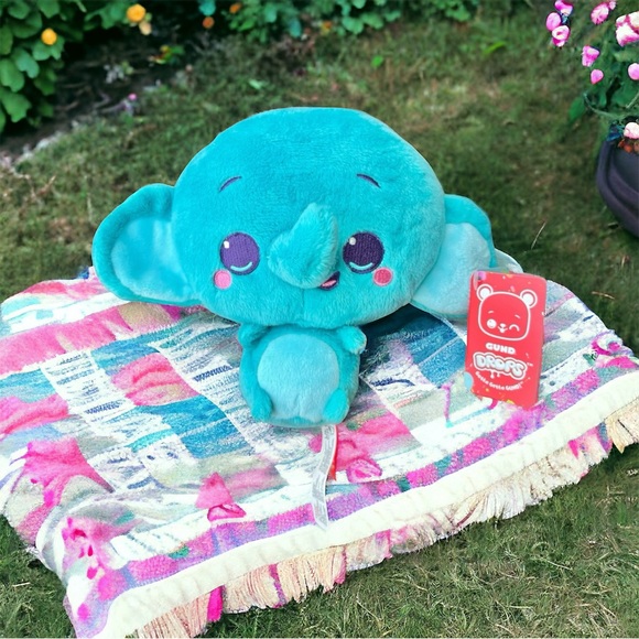 GUND Drop Elephant plush Stuffed Animal Blue-Green Series 1 Tony Trunks Soft New - Picture 15 of 15